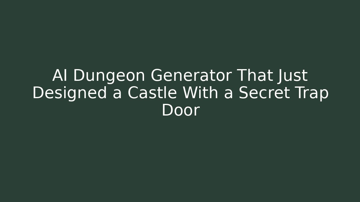 AI Dungeon Generator That Just Designed a Castle With a Secret Trap Door