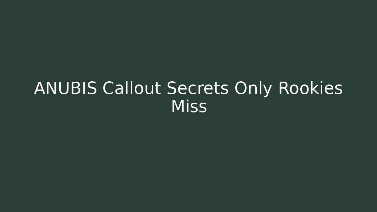ANUBIS Callout Secrets Only Rookies Miss