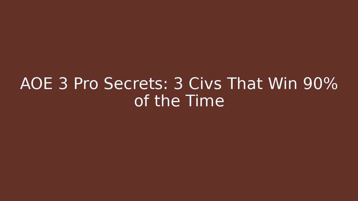 AOE 3 Pro Secrets: 3 Civs That Win 90% of the Time