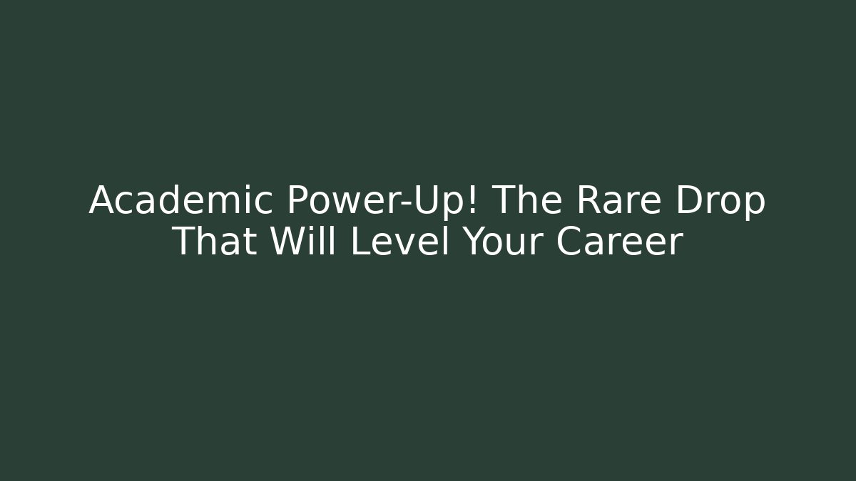 Academic Power-Up! The Rare Drop That Will Level Your Career