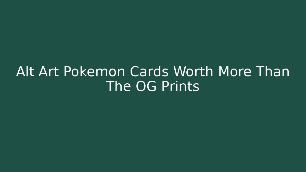 Alt Art Pokémon Cards Worth More Than The OG Prints