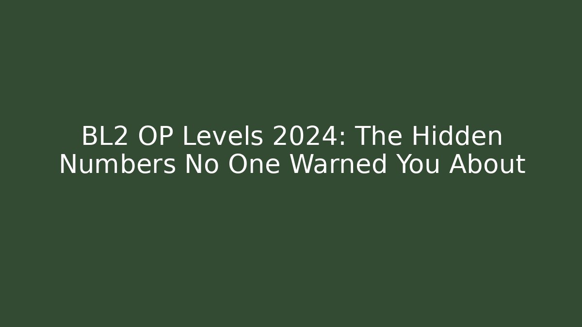 BL2 OP Levels 2024: The Hidden Numbers No One Warned You About