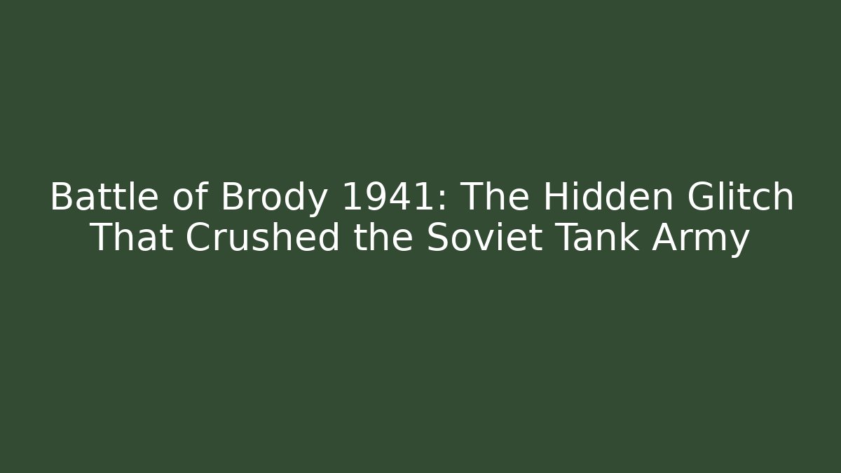 Battle of Brody 1941: The Hidden Glitch That Crushed the Soviet Tank Army