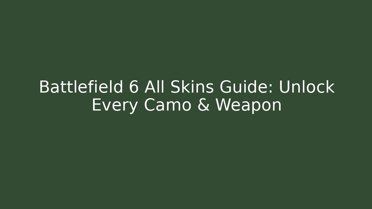 Battlefield 6 All Skins Guide: Unlock Every Camo & Weapon