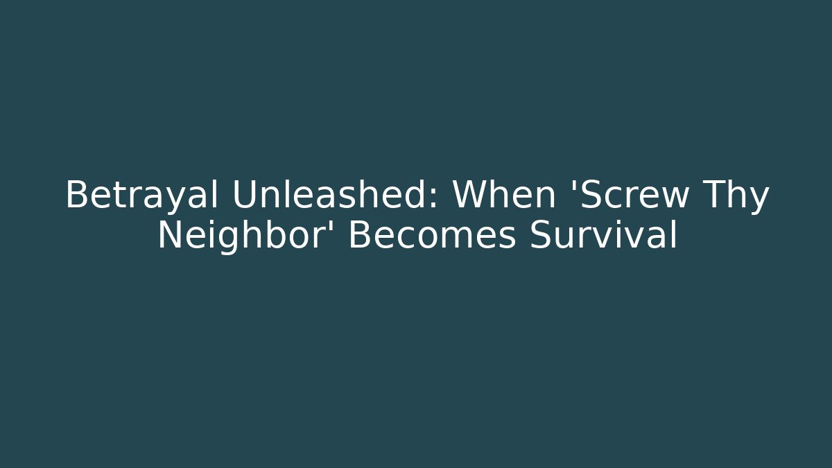 Betrayal Unleashed: When ‘Screw Thy Neighbor’ Becomes Survival