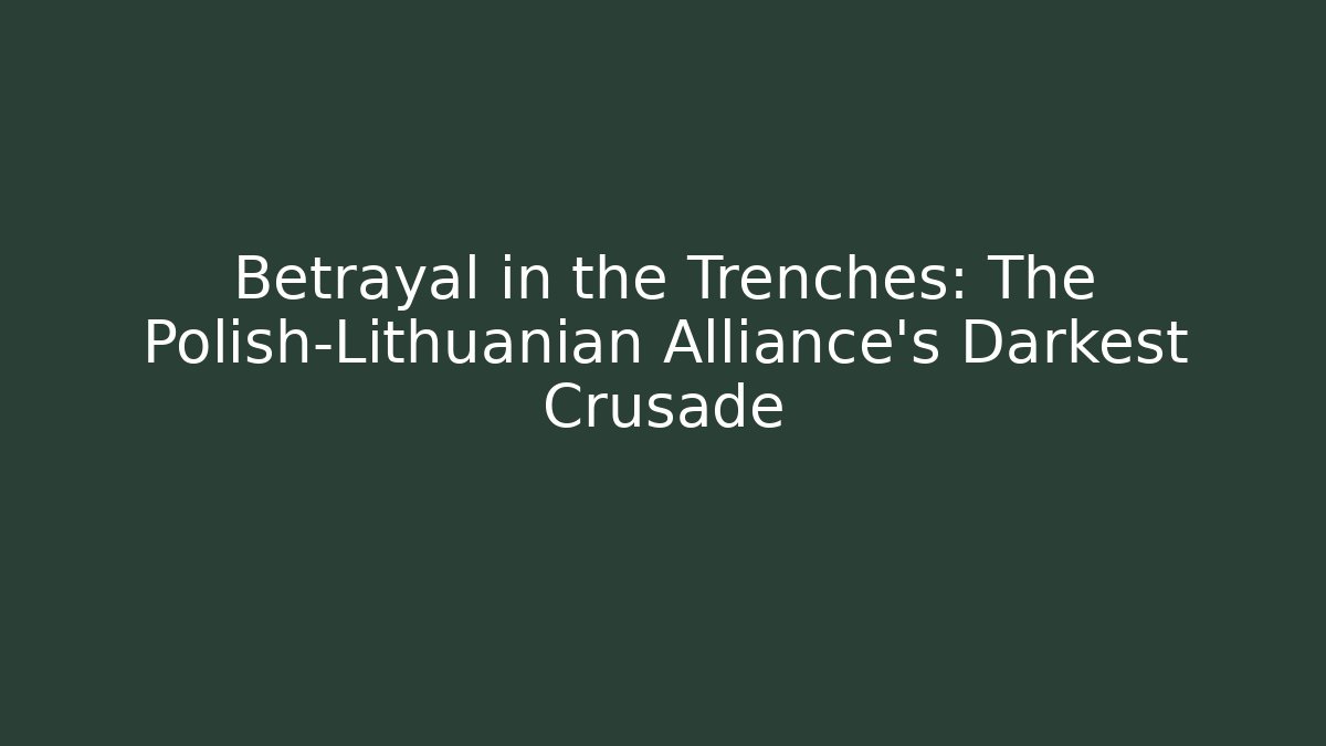 Betrayal in the Trenches: The Polish-Lithuanian Alliance’s Darkest Crusade