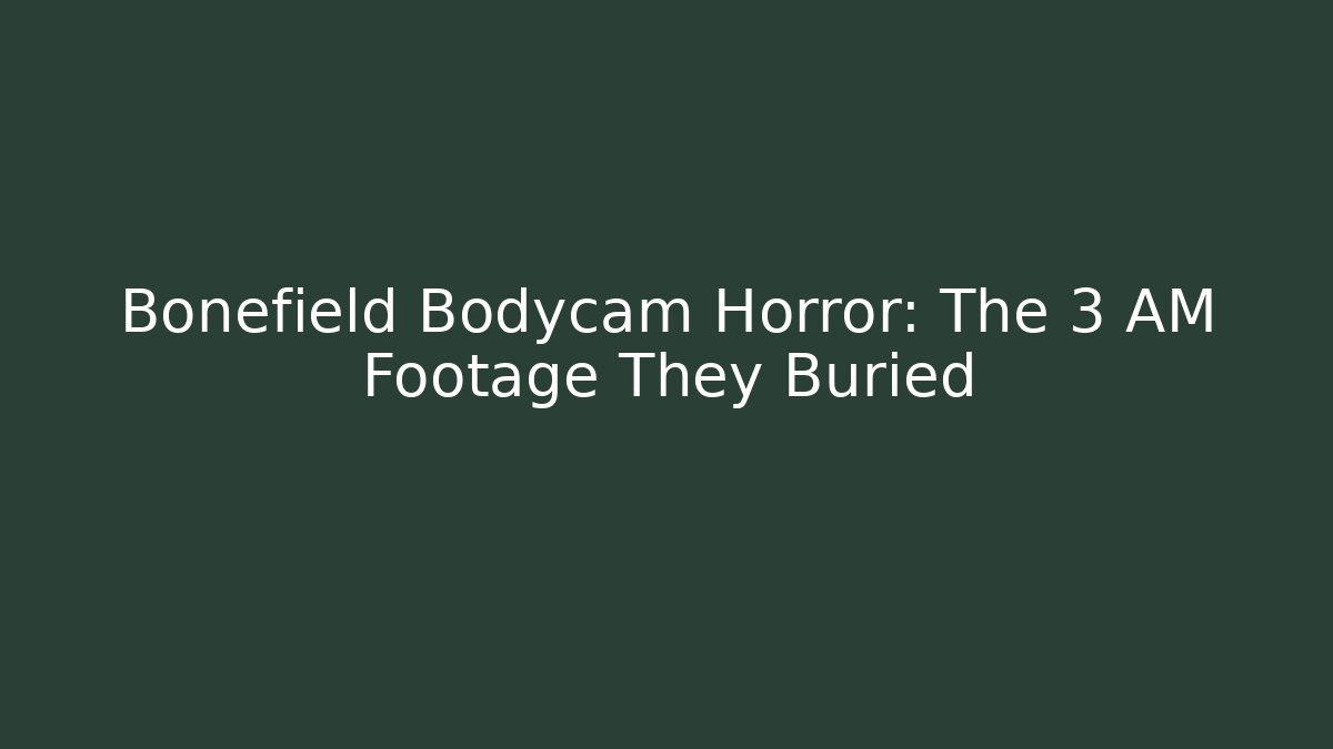 Bonefield Bodycam Horror: The 3 AM Footage They Buried