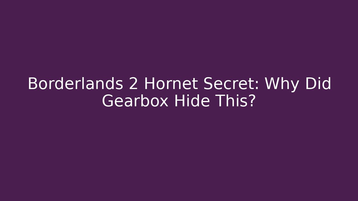 Borderlands 2 Hornet Secret: Why Did Gearbox Hide This?