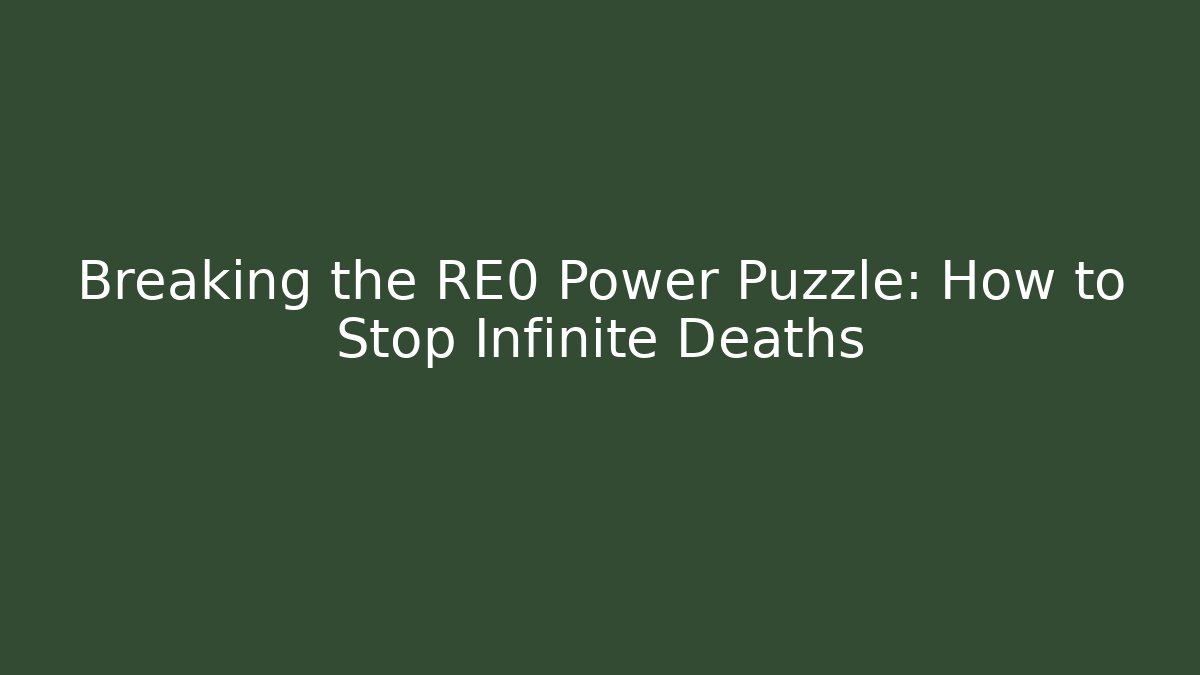 Breaking the RE0 Power Puzzle: How to Stop Infinite Deaths