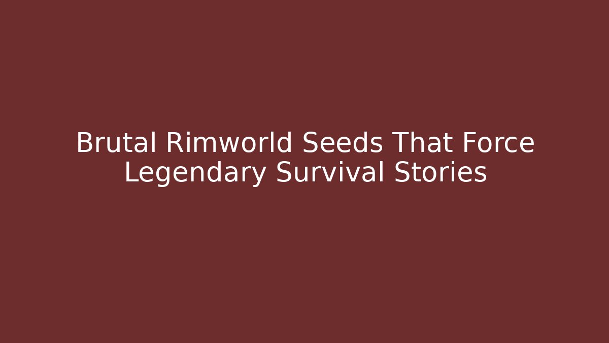 Brutal Rimworld Seeds That Force Legendary Survival Stories