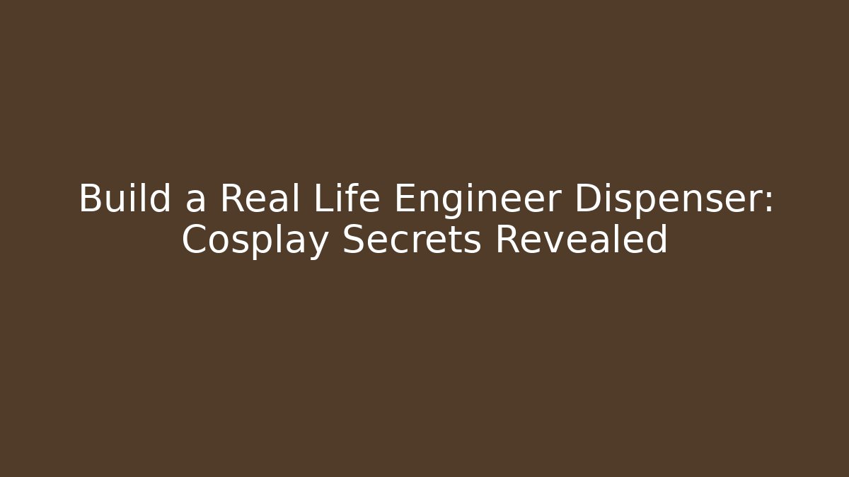 Build a Real Life Engineer Dispenser: Cosplay Secrets Revealed - Método de Aprovação