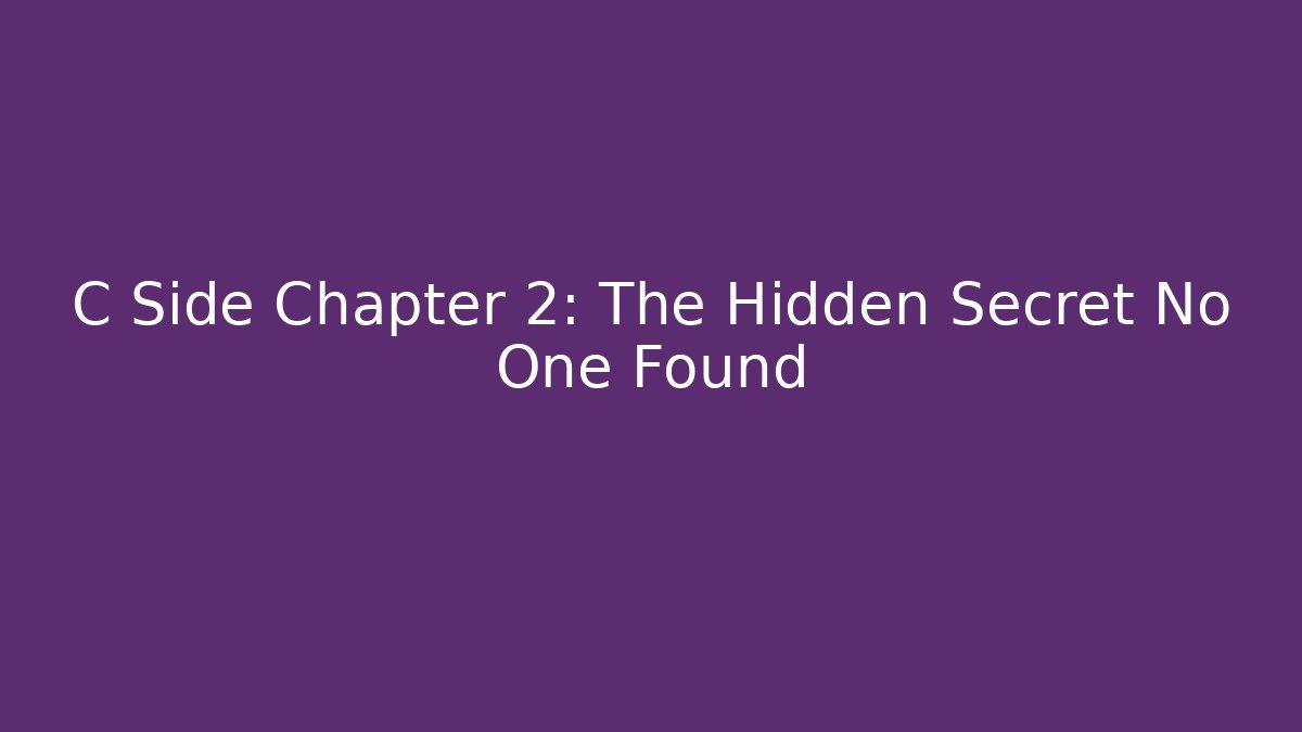 C Side Chapter 2: The Hidden Secret No One Found
