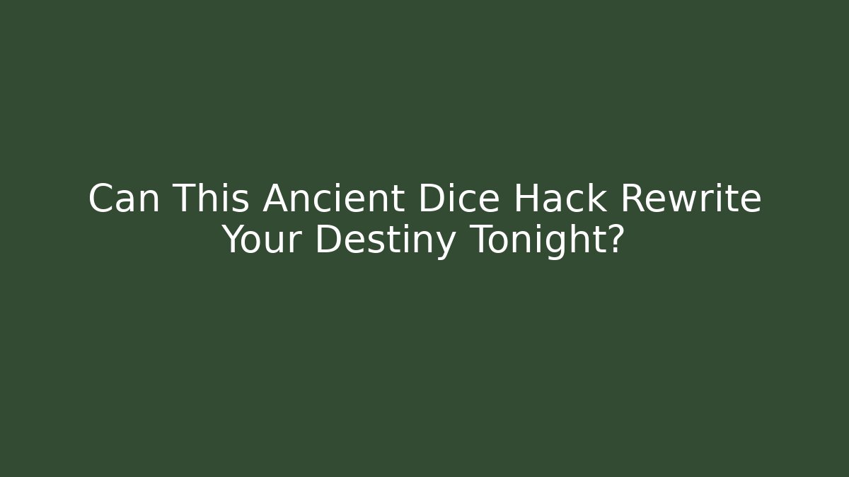 Can This Ancient Dice Hack Rewrite Your Destiny Tonight? - Método de Aprovação
