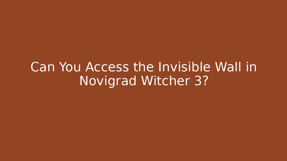 Can You Access the Invisible Wall in Novigrad Witcher 3?