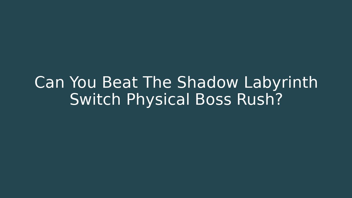 Can You Beat The Shadow Labyrinth Switch Physical Boss Rush?