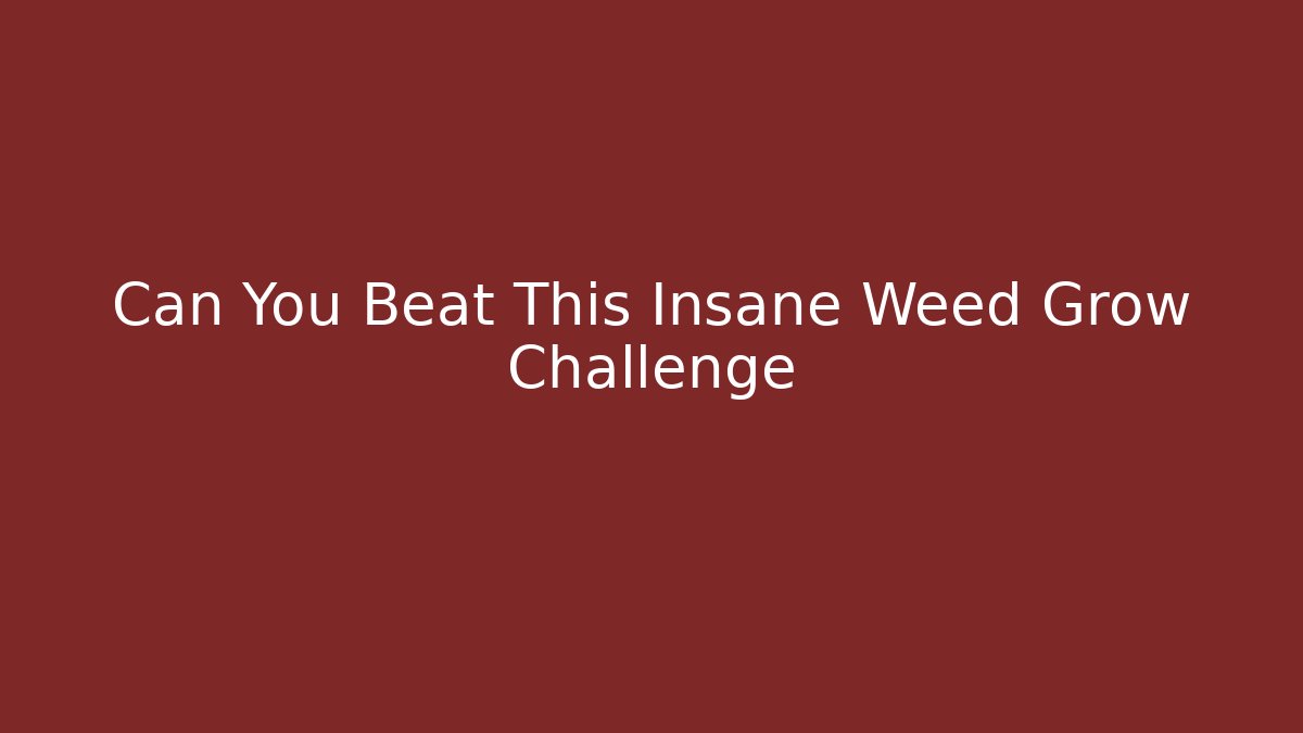 Can You Beat This Insane Weed Grow Challenge