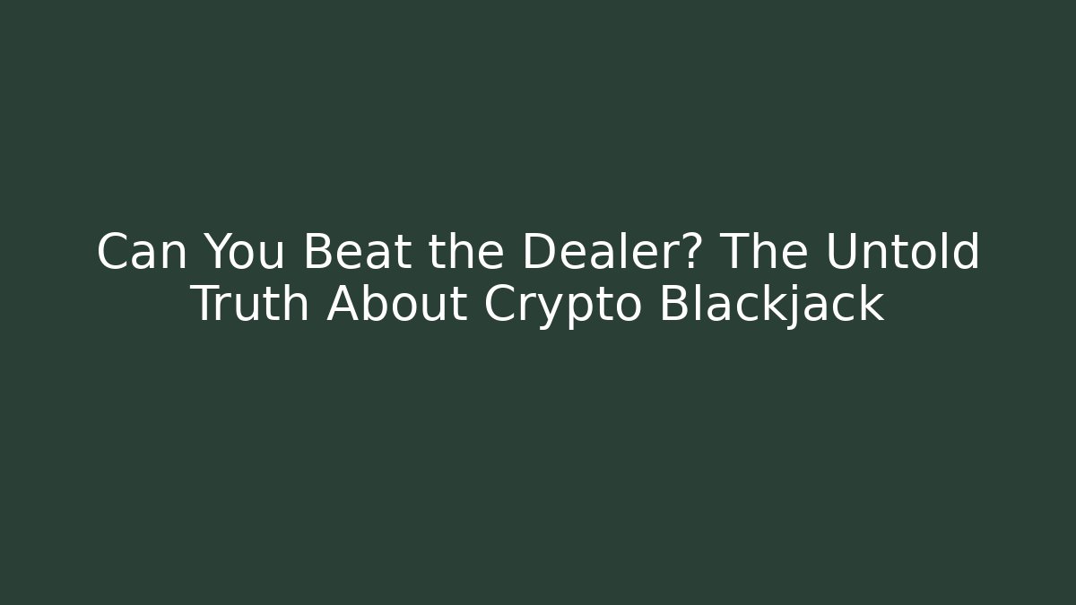 Can You Beat the Dealer? The Untold Truth About Crypto Blackjack