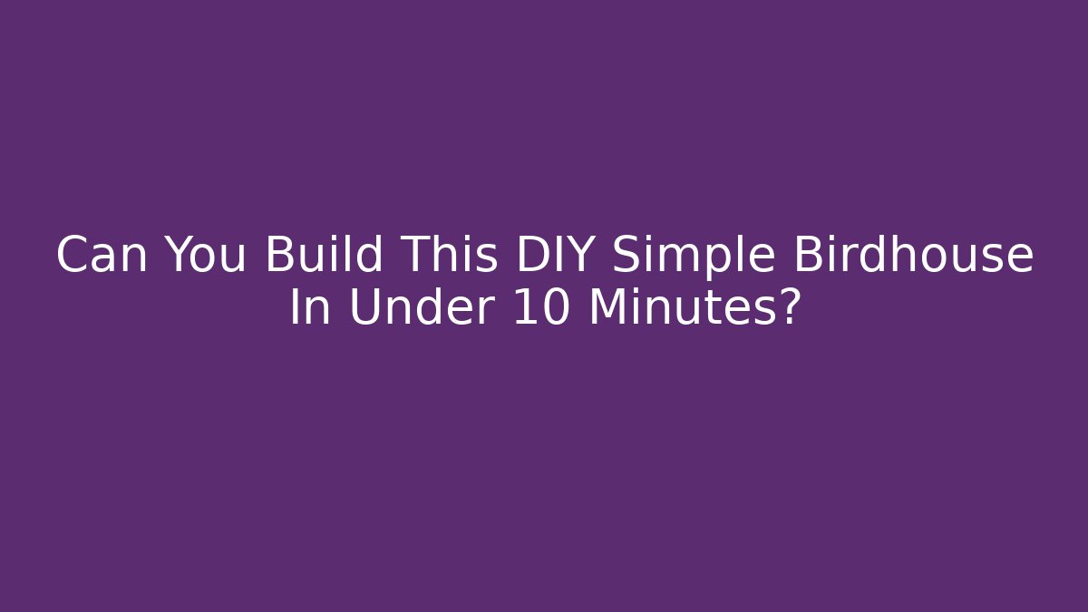 Can You Build This DIY Simple Birdhouse In Under 10 Minutes?