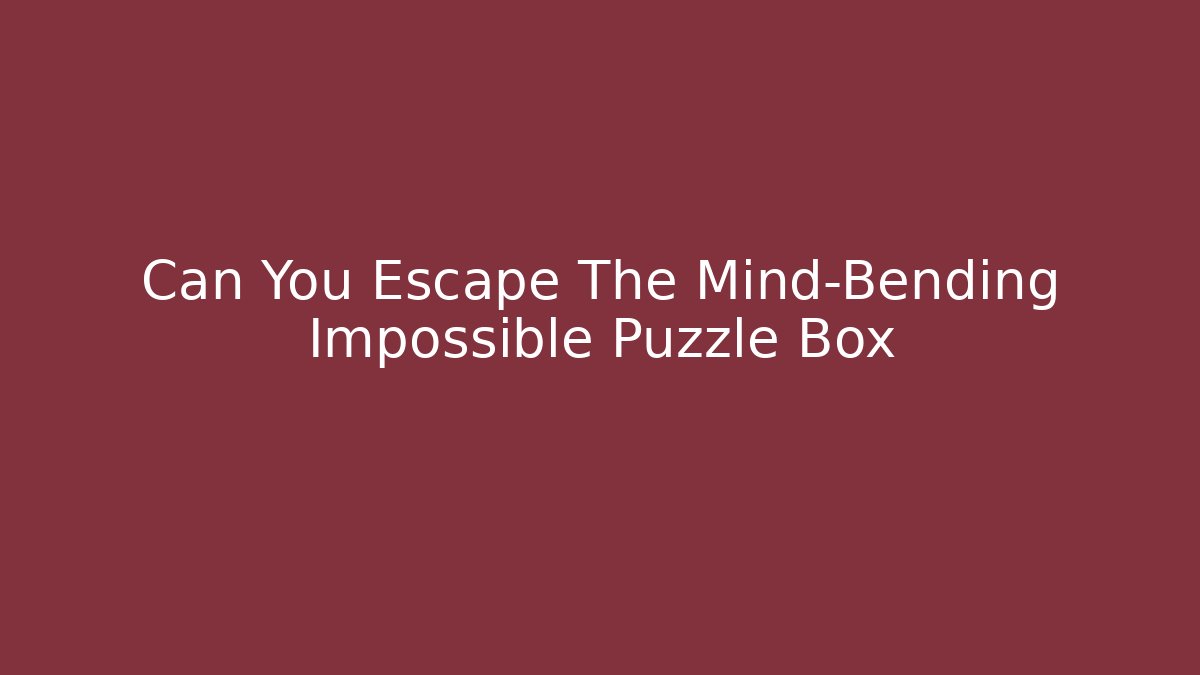 Can You Escape The Mind-Bending Impossible Puzzle Box