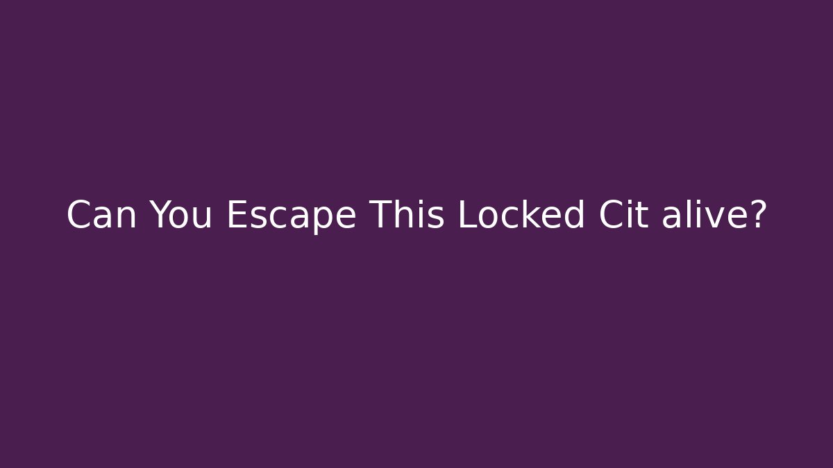 Can You Escape This Locked Cit alive?