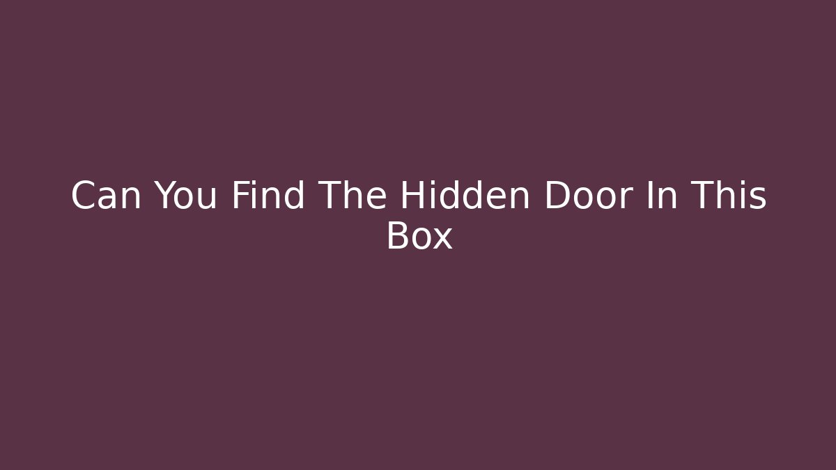 Can You Find The Hidden Door In This Box