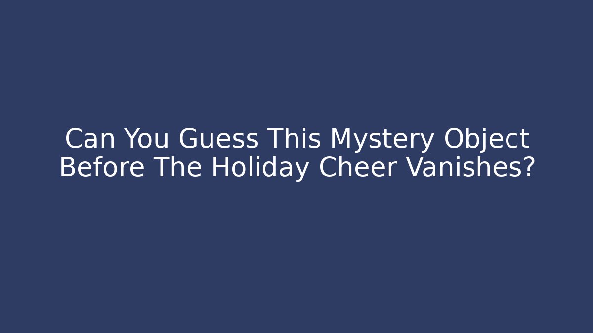 Can You Guess This Mystery Object Before The Holiday Cheer Vanishes?