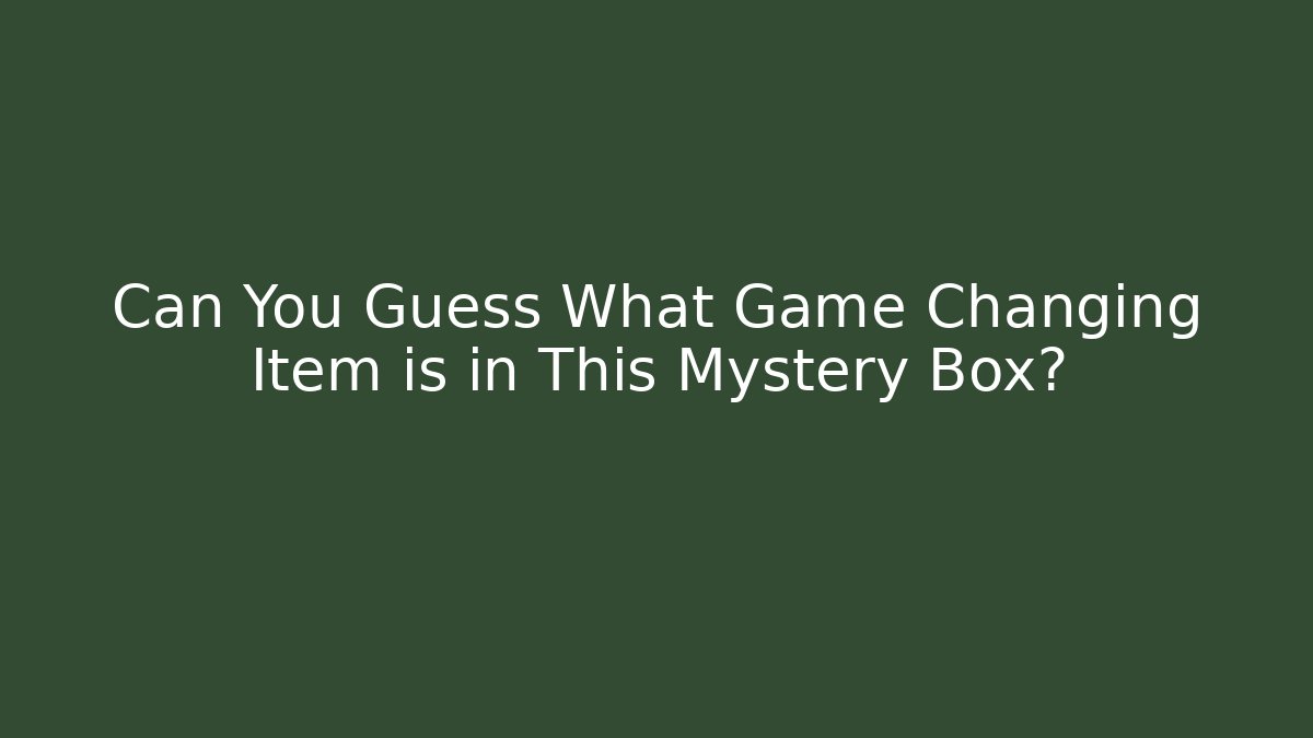 Can You Guess What Game Changing Item is in This Mystery Box?