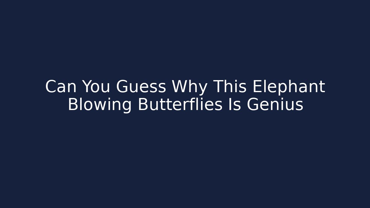 Can You Guess Why This Elephant Blowing Butterflies Is Genius