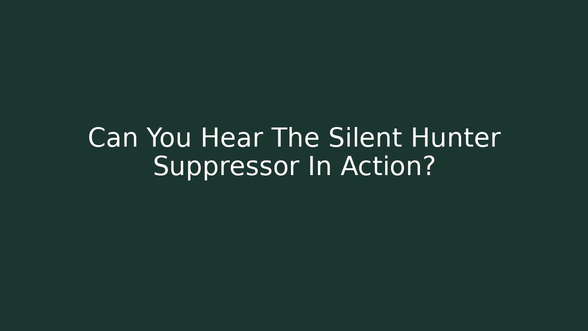 Can You Hear The Silent Hunter Suppressor In Action? - Método de Aprovação