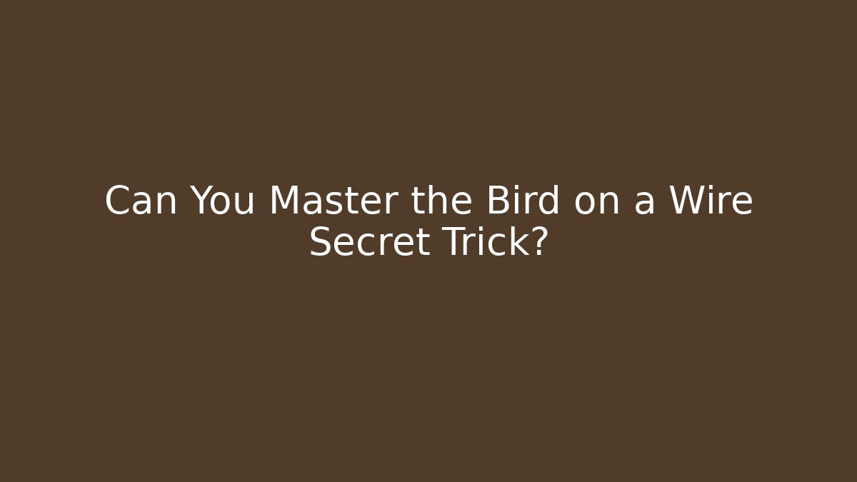 Can You Master the Bird on a Wire Secret Trick?