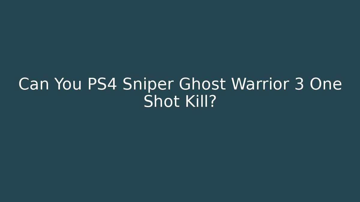 Can You PS4 Sniper Ghost Warrior 3 One Shot Kill?