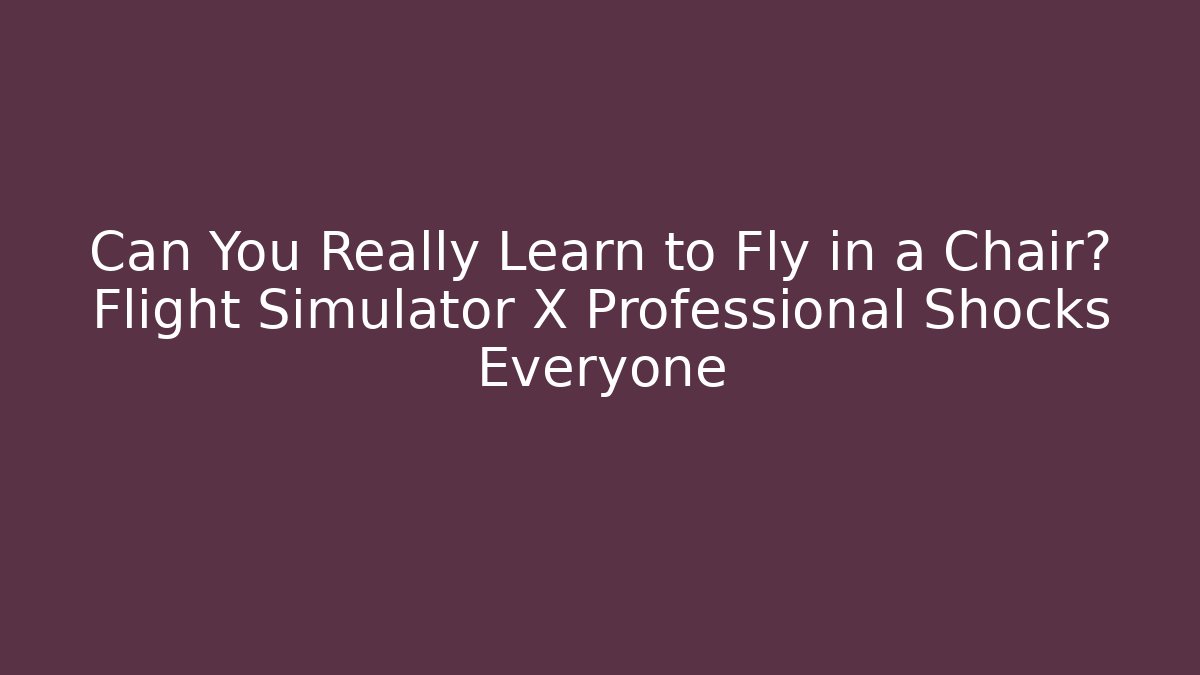 Can You Really Learn to Fly in a Chair? Flight Simulator X Professional Shocks Everyone