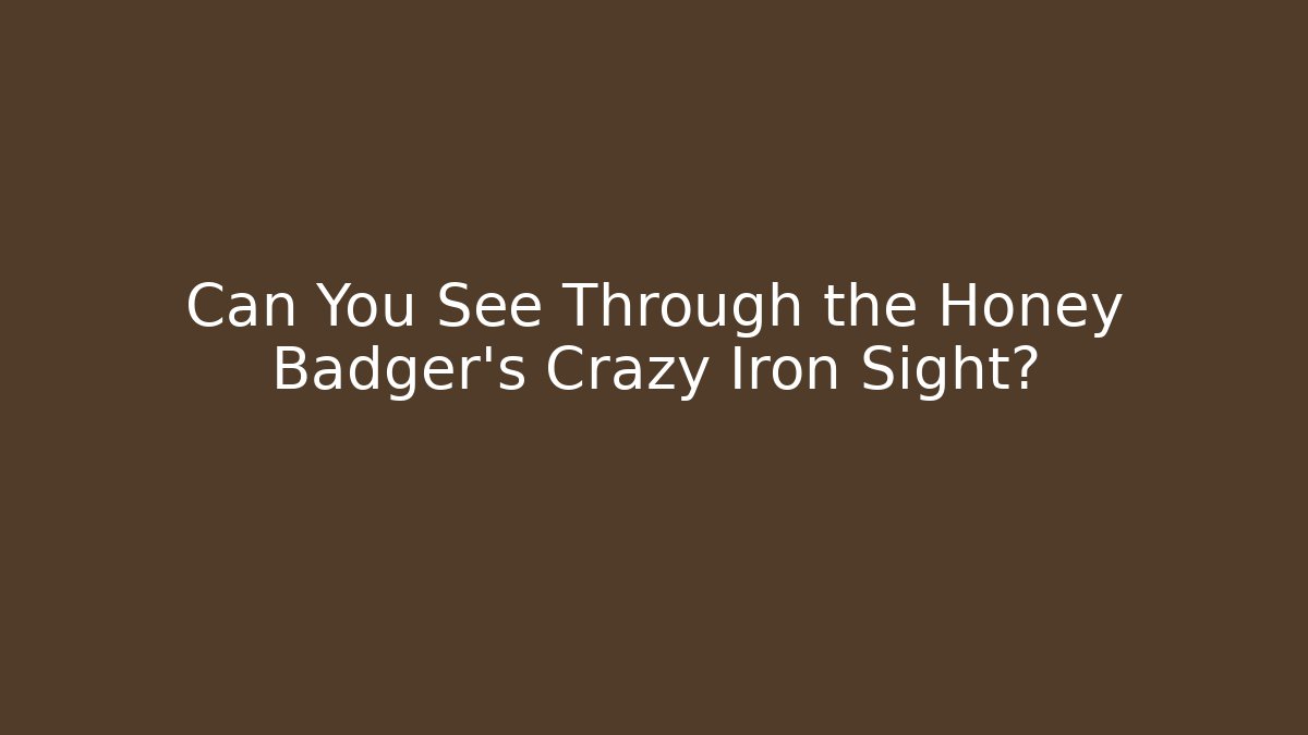 Can You See Through the Honey Badger's Crazy Iron Sight?