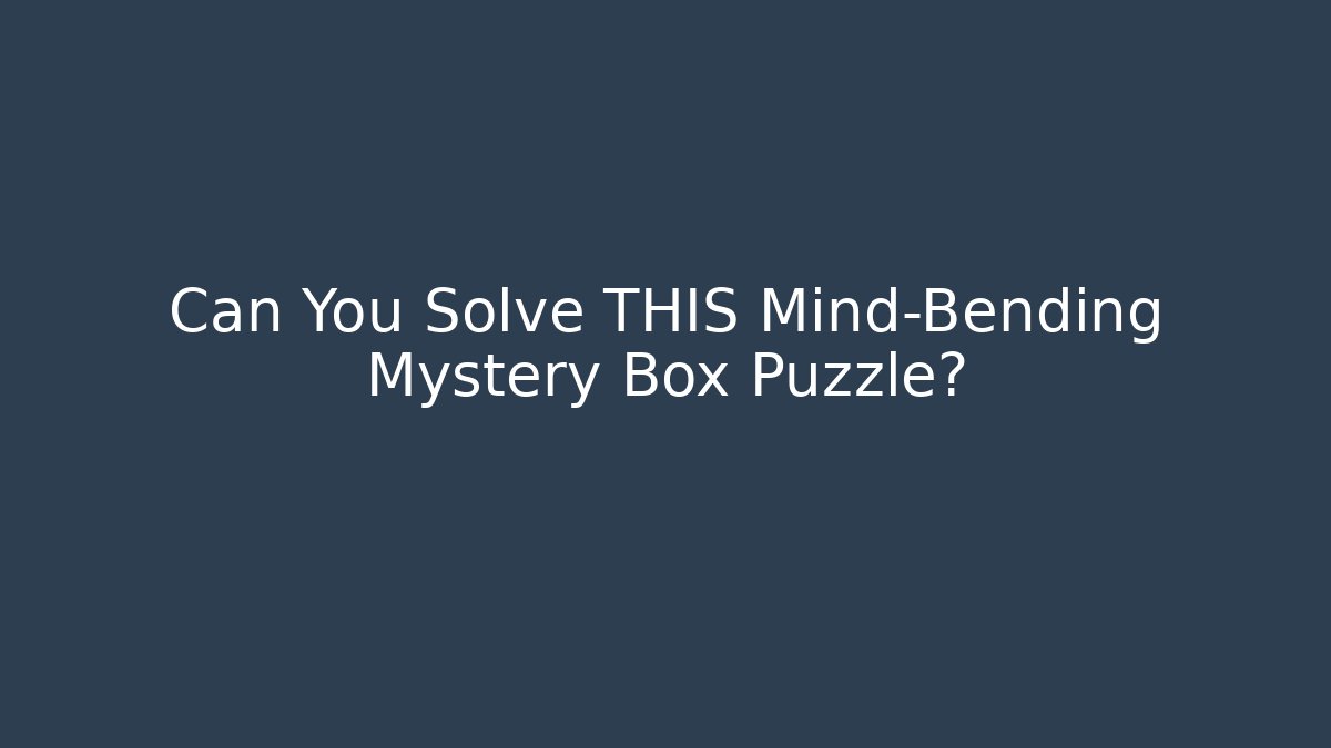 Can You Solve THIS Mind-Bending Mystery Box Puzzle?