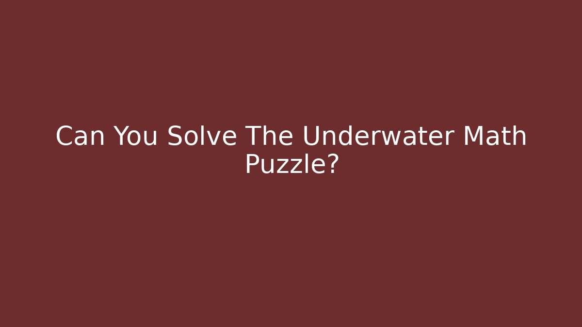 Can You Solve The Underwater Math Puzzle?