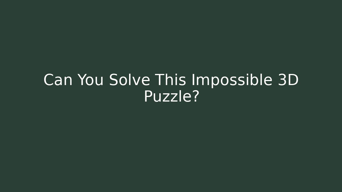 Can You Solve This Impossible 3D Puzzle?