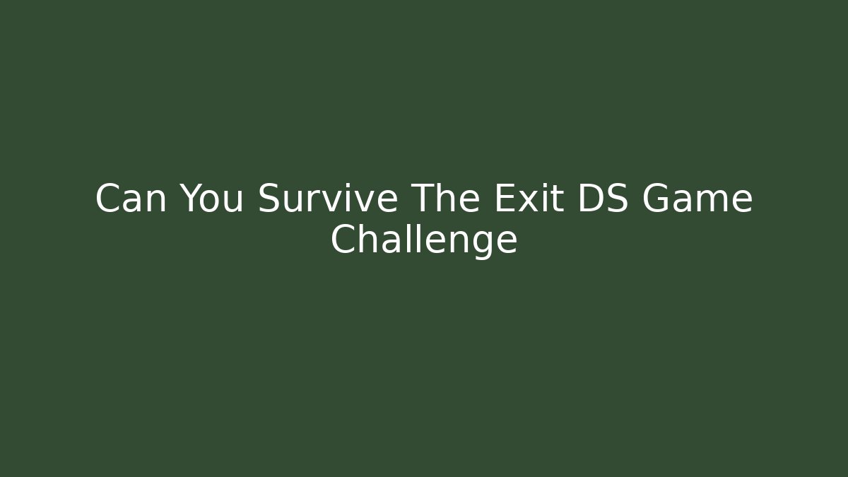 Can You Survive The Exit DS Game Challenge