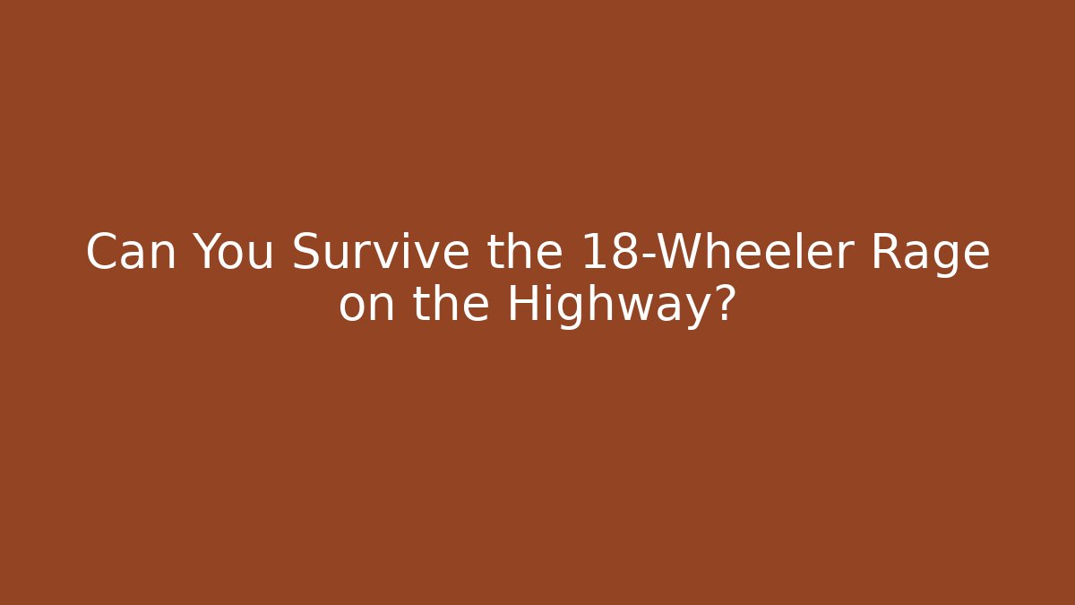 Can You Survive the 18-Wheeler Rage on the Highway?