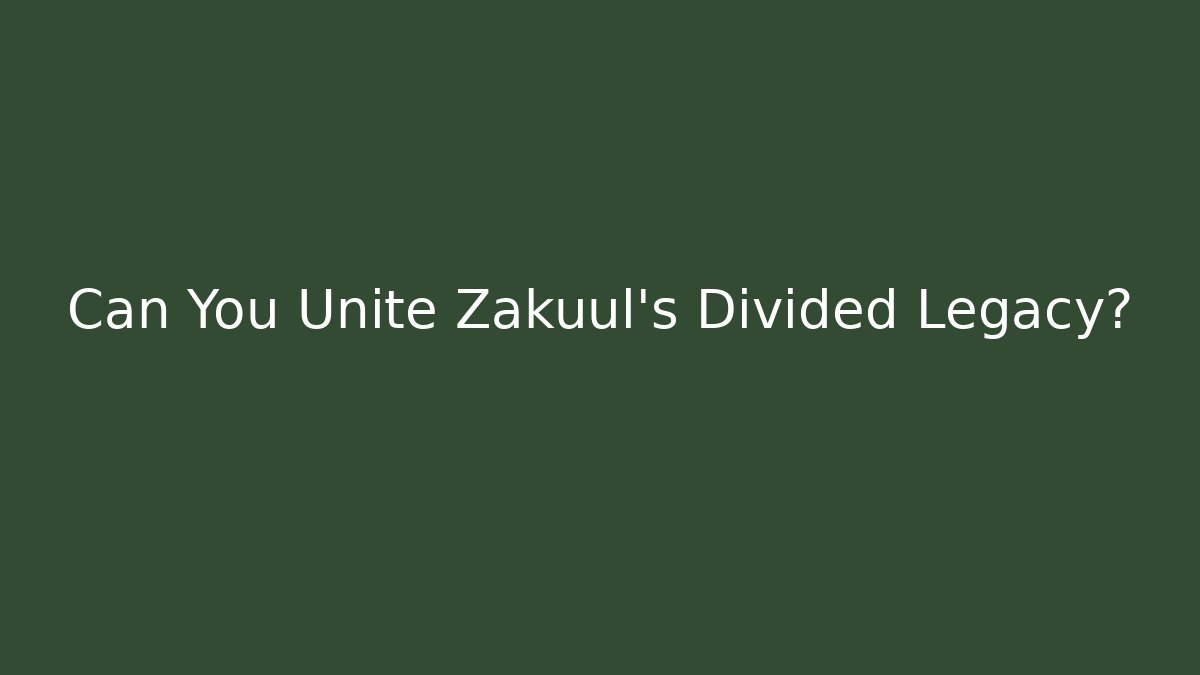 Can You Unite Zakuul's Divided Legacy?
