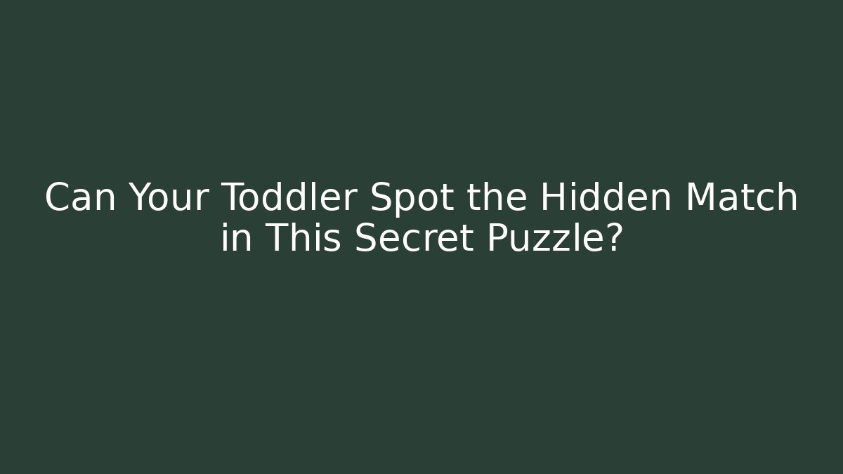 Can Your Toddler Spot the Hidden Match in This Secret Puzzle?