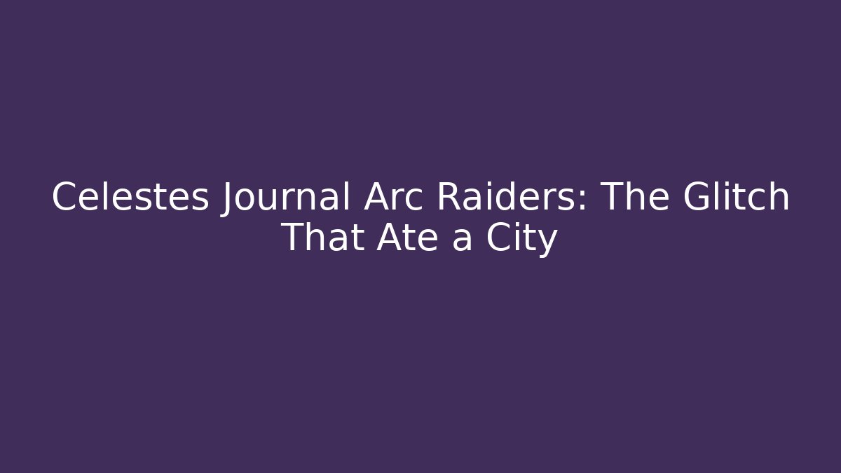 Celestes Journal Arc Raiders: The Glitch That Ate a City