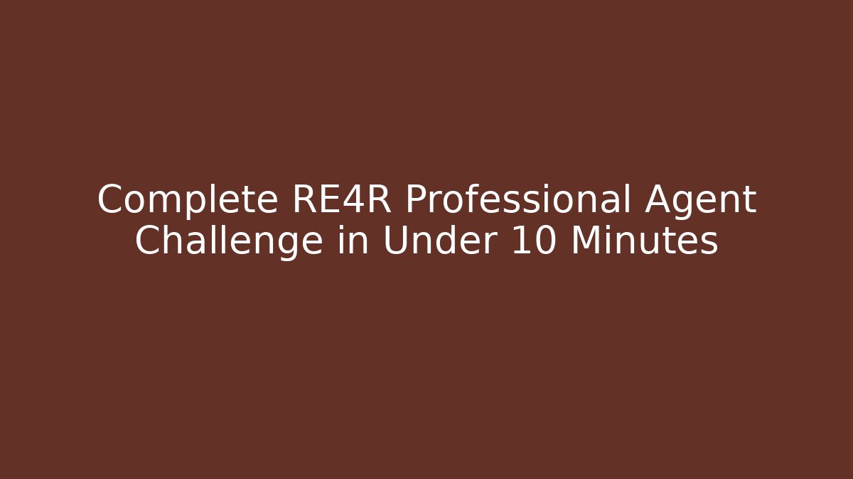 Complete RE4R Professional Agent Challenge in Under 10 Minutes