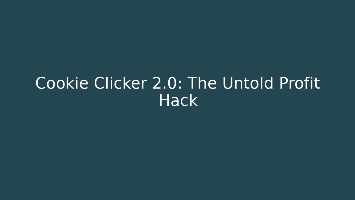 Cookie Clicker 2.0: The Untold Profit Hack