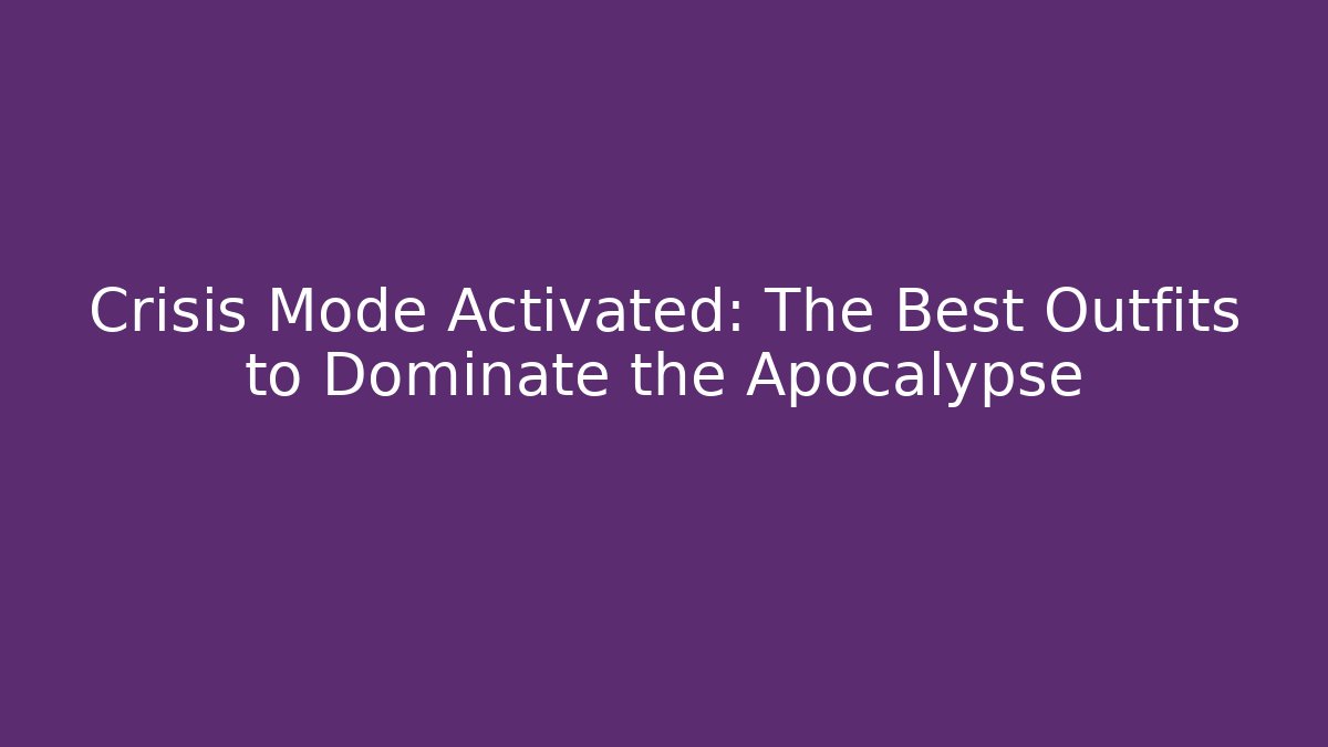 Crisis Mode Activated: The Best Outfits to Dominate the Apocalypse - Método de Aprovação