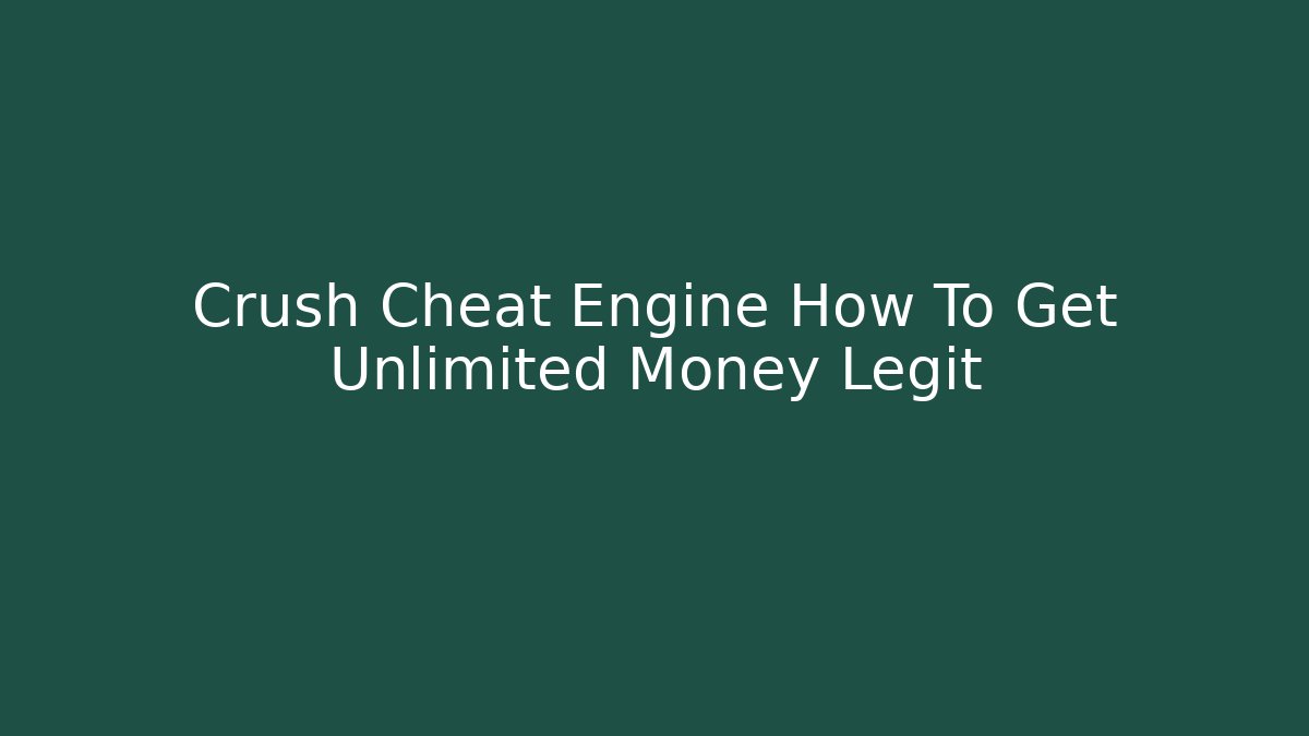Crush Cheat Engine How To Get Unlimited Money Legit