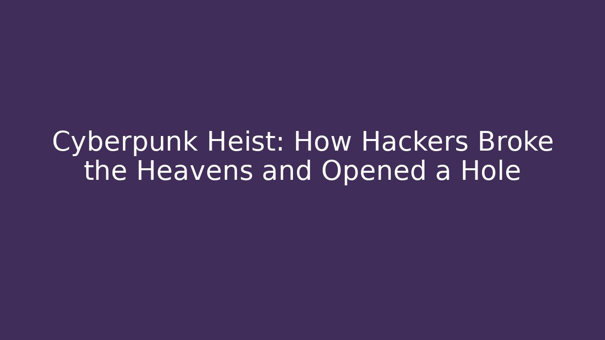 Cyberpunk Heist: How Hackers Broke the Heavens and Opened a Hole