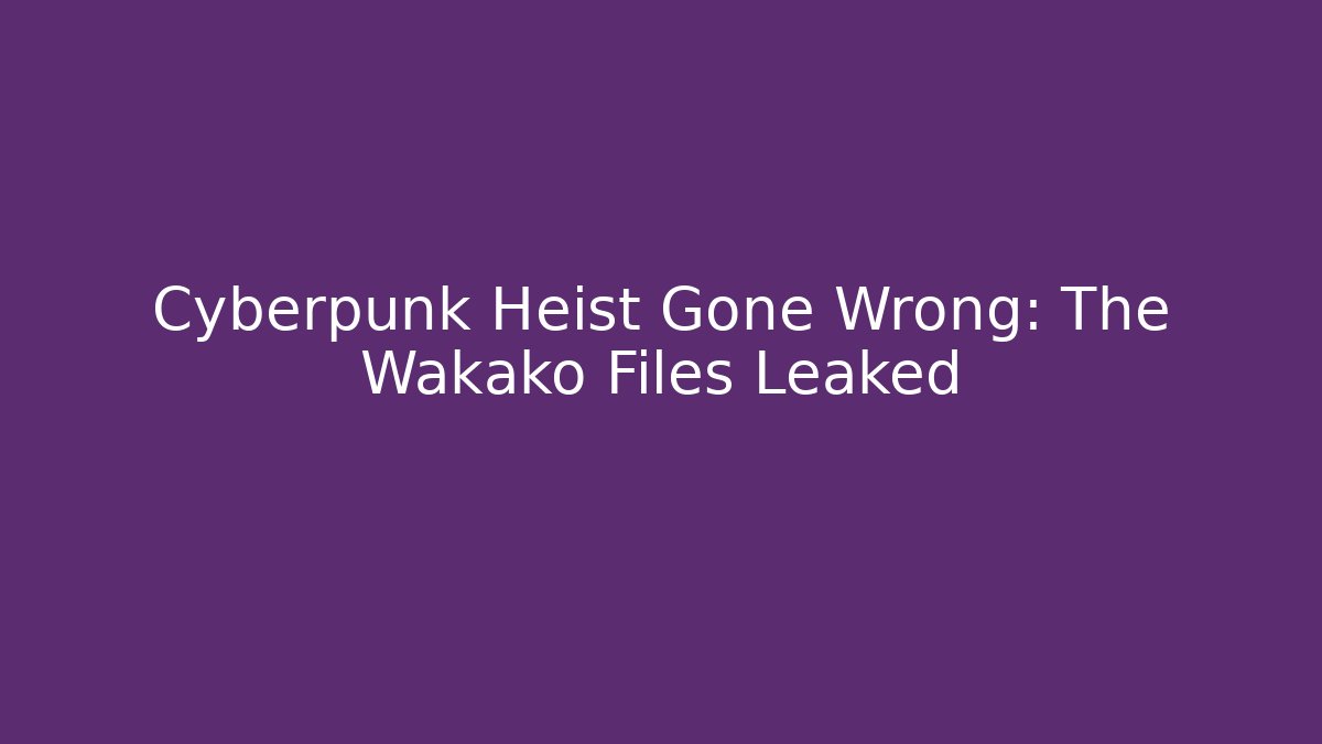 Cyberpunk Heist Gone Wrong: The Wakako Files Leaked - Método de Aprovação