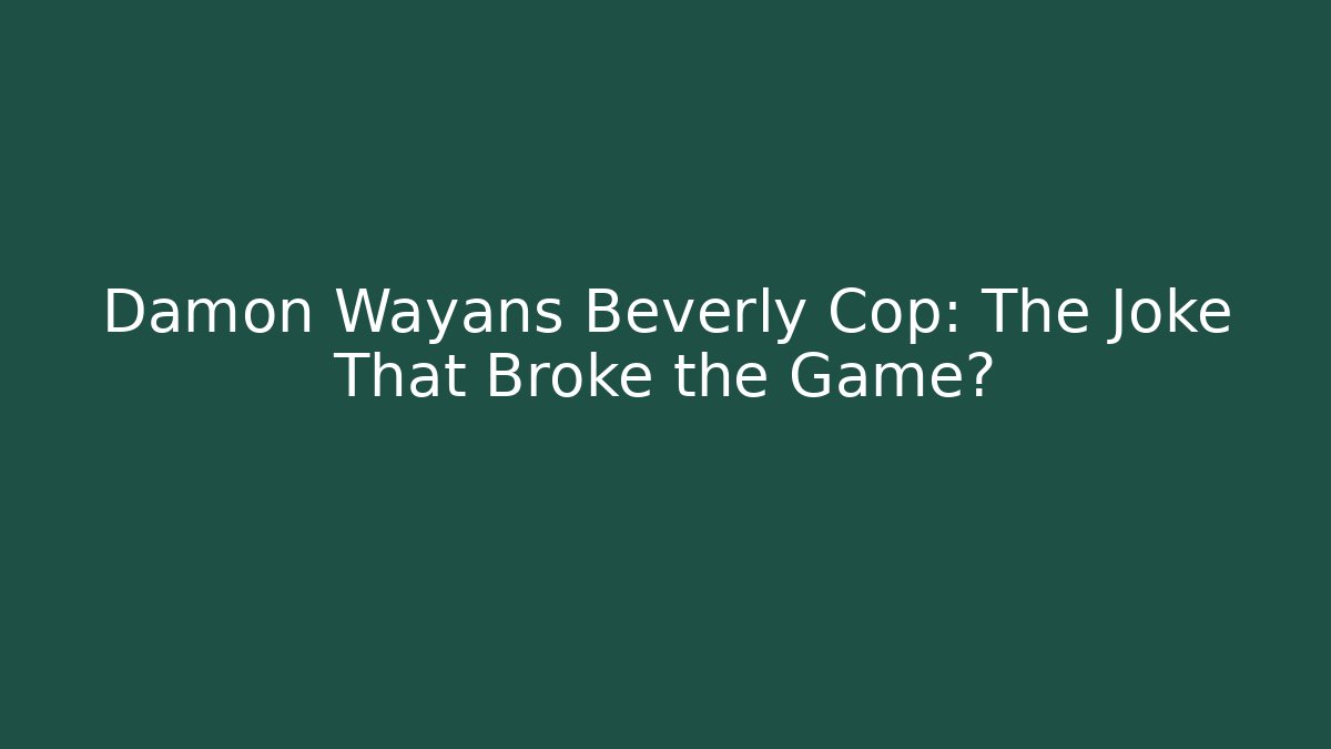 Damon Wayans Beverly Cop: The Joke That Broke the Game?