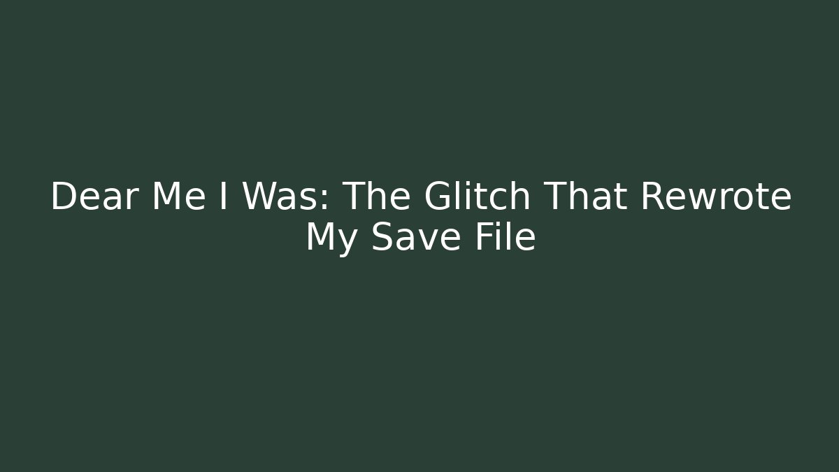 Dear Me I Was: The Glitch That Rewrote My Save File