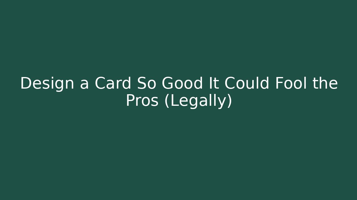 Design a Card So Good It Could Fool the Pros (Legally)